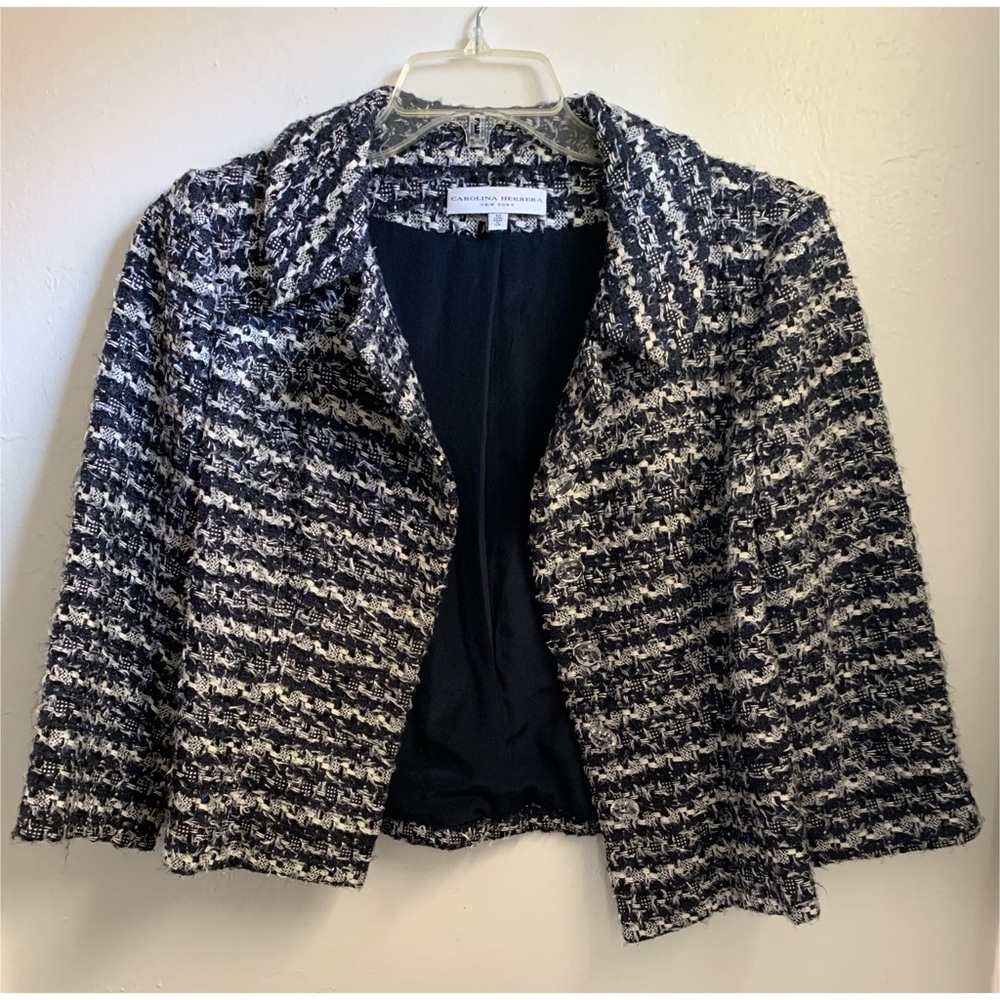 Carolina Herrera tweed black & gray blazer size 10
